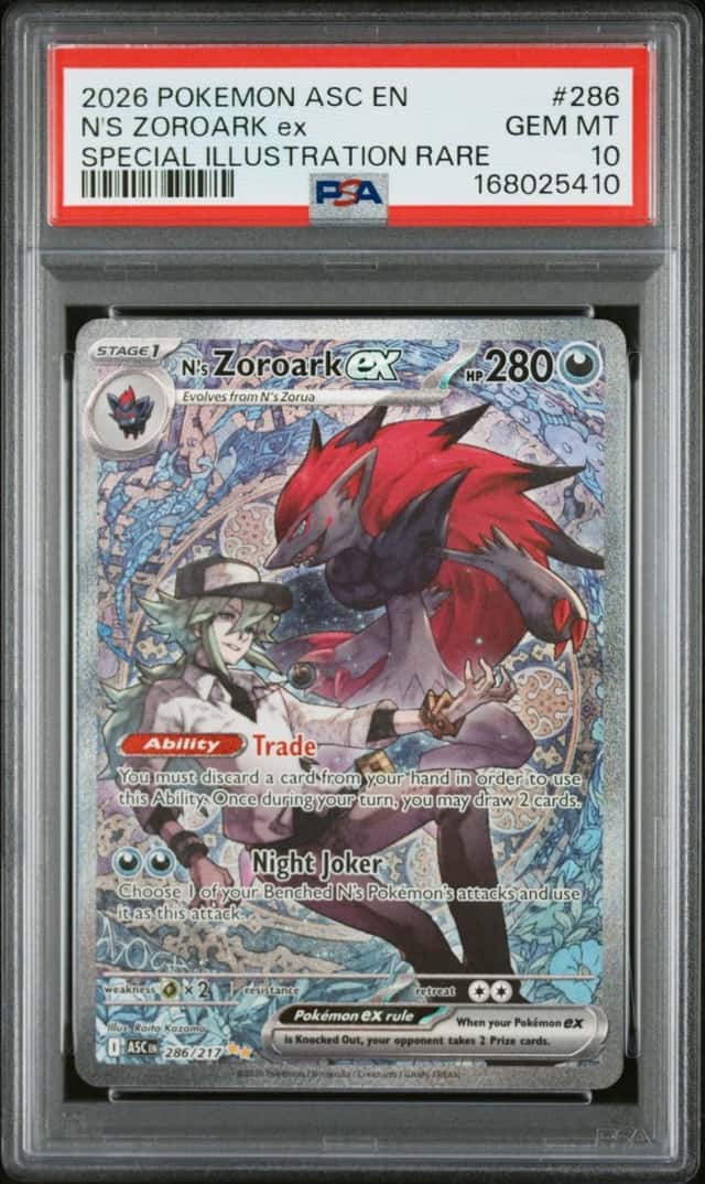 Pokemon N's Zoroark EX Ascended Heroes 286 Special Illustration Rare PSA 10