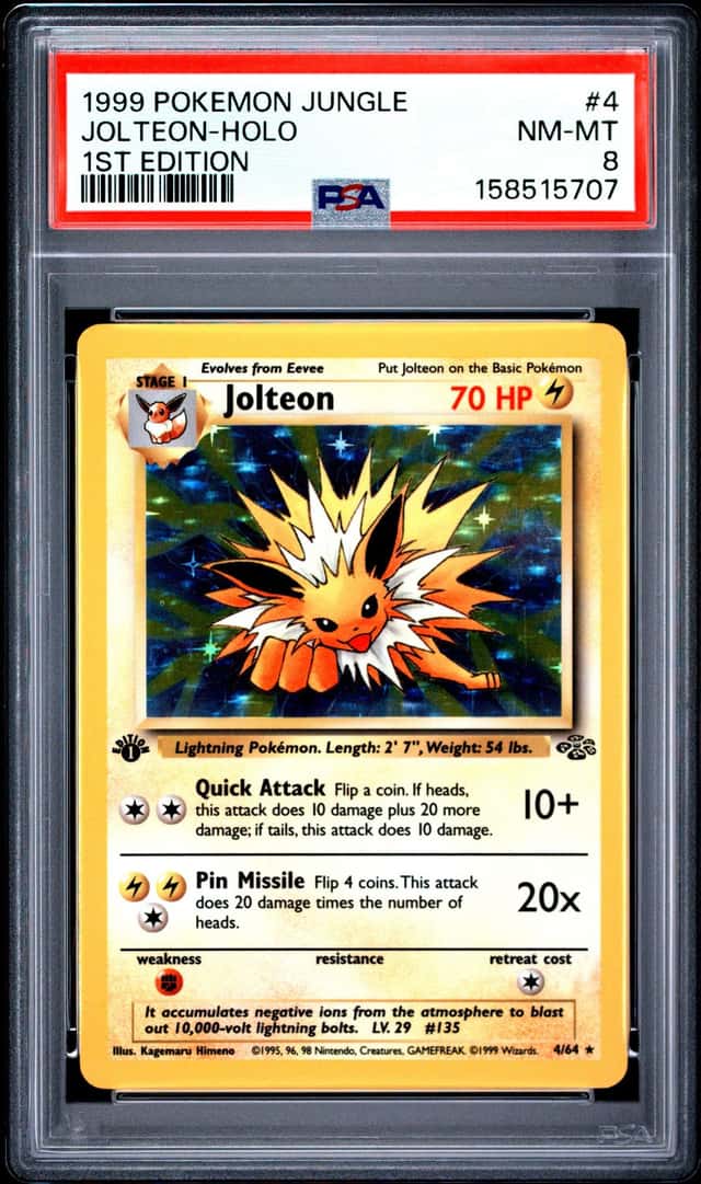 Pokemon Jolteon Holo Jungle 4/64 1st Edition PSA 8