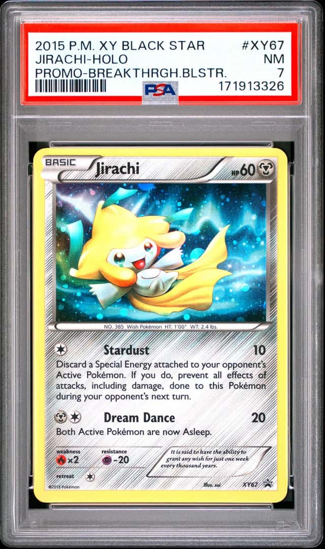 PSA 7 2015 POKEMON XY BLACK STAR PROMOS BREAKTHROUGH BLISTER #XY67 JIRACHI-HOLO
