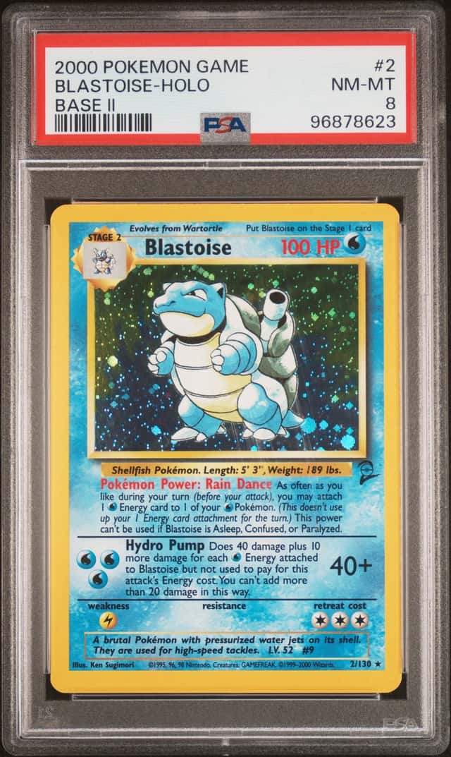 BLASTOISE 2000 POKEMON BASE SET 2 2/130 RARE HOLO PSA 8 Q4374