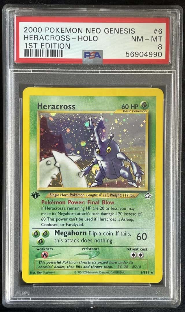Heracross 2000 Pokemon Neo Genesis 1st Edition Holo 6/111 English PSA 8