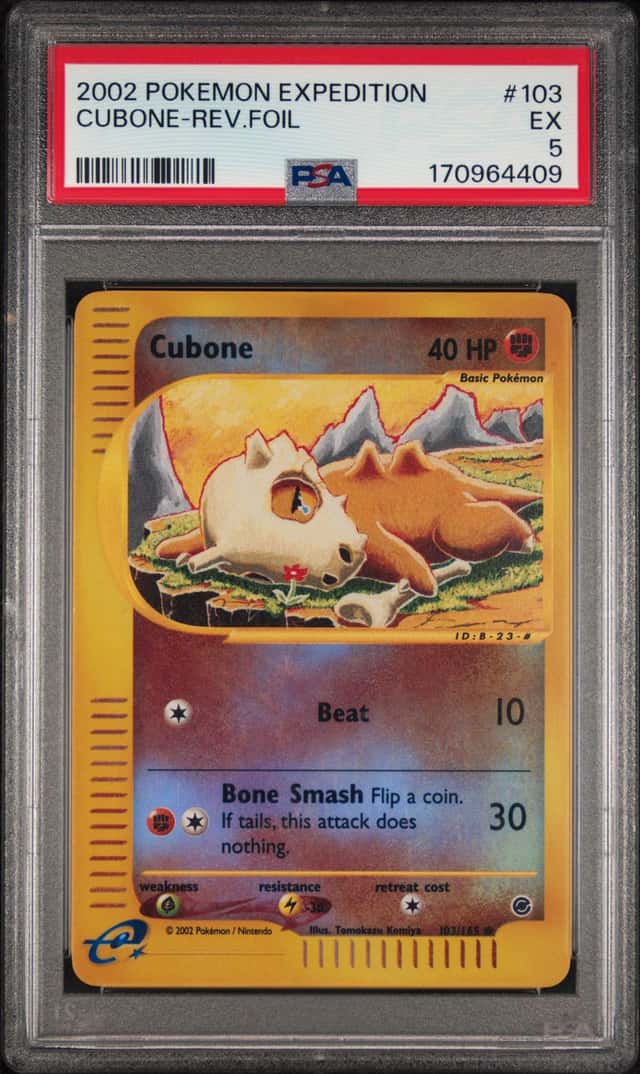 2002 POKEMON EXPEDITION #103 CUBONE-REVERSE FOIL PSA 5