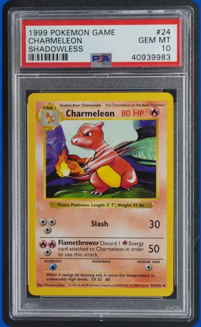 1999 POKEMON SHADOWLESS #24/102 CHARMELEON PSA 10