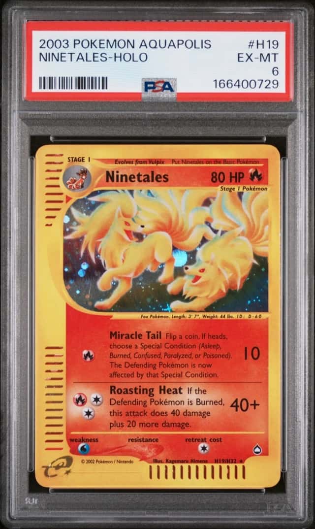 2003 POKEMON AQUAPOLIS #H19 NINETALES-HOLO PSA 6