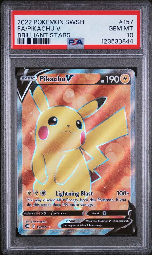 2022 POKEMON SWORD & SHIELD BRILLIANT STARS #157/172 PIKACHU V PSA 10