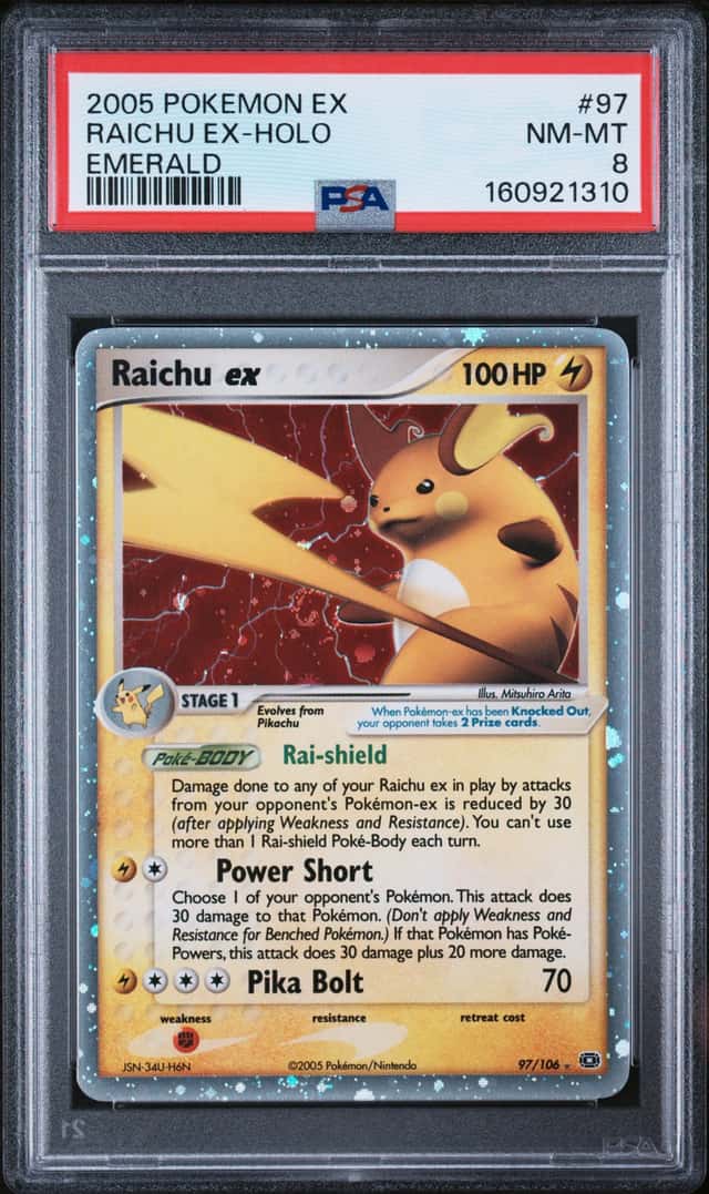 2005 Pokemon EX Emerald Raichu Holo #97/106 PSA 8