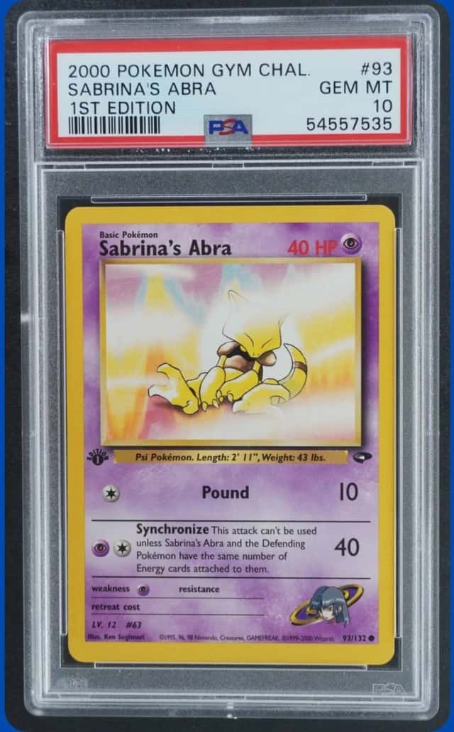 2000 POKEMON GYM CHALLENGE 1ST EDITION #93/132 SABRINA'S ABRA PSA 10
