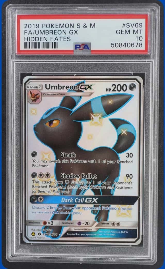 2019 POKEMON SM HIDDEN FATES #SV69/SV94 UMBREON GX SHINY VAULT PSA 10