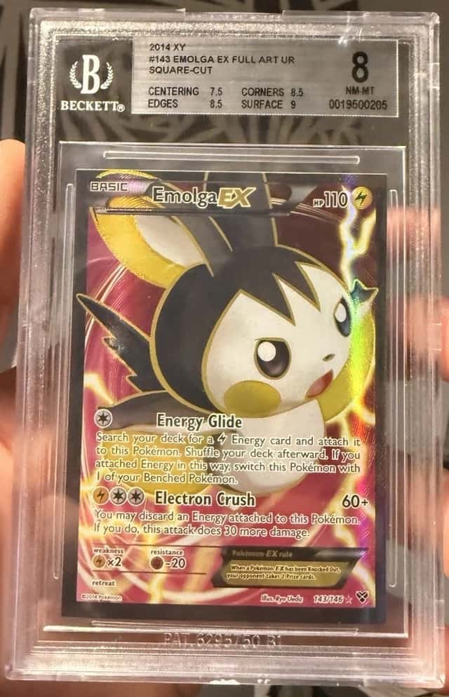 *POP 2🔥* *SQUARE CUT* Pokemon  BGS 8 Emolga EX 143/146 XY Full Art Rare 2014