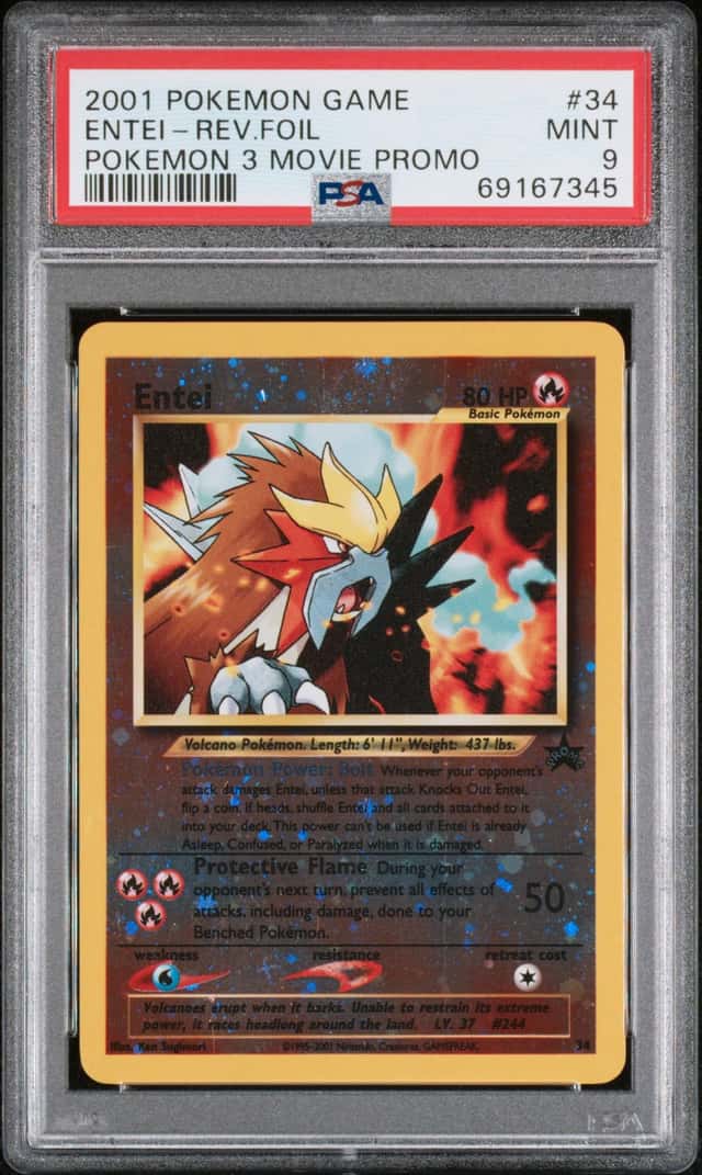 2001 POKEMON GAME MOVIE POKEMON 3 MOVIE PROMO #34 ENTEI-REVERSE FOIL PSA 9