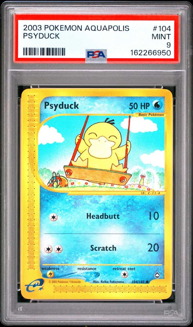 Pokémon TCG Psyduck 104/147 Aquapolis Regular PSA 9