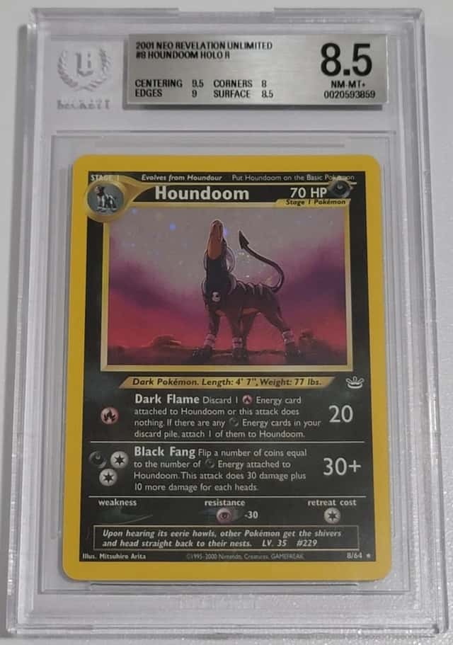 🔥 🔥 2001 Pokemon Neo Revelation Houndoom Holo #8/64 BGS 8.5 🔥