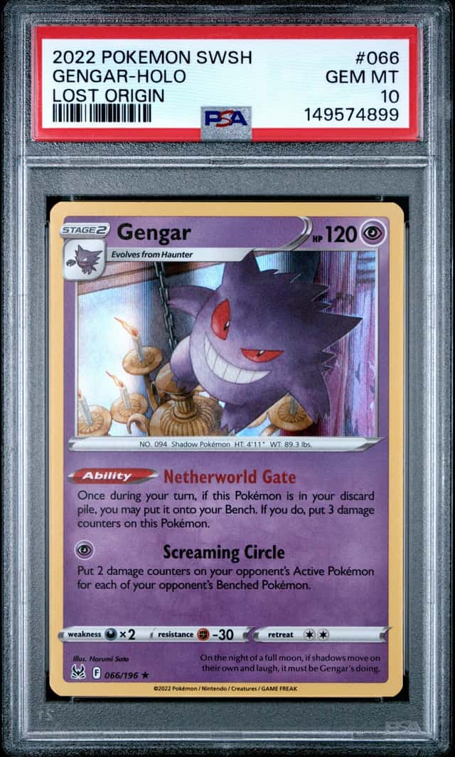 GENGAR 2022 POKEMON LOST ORIGIN 066/196 HOLO RARE PSA 10 Q3963-7