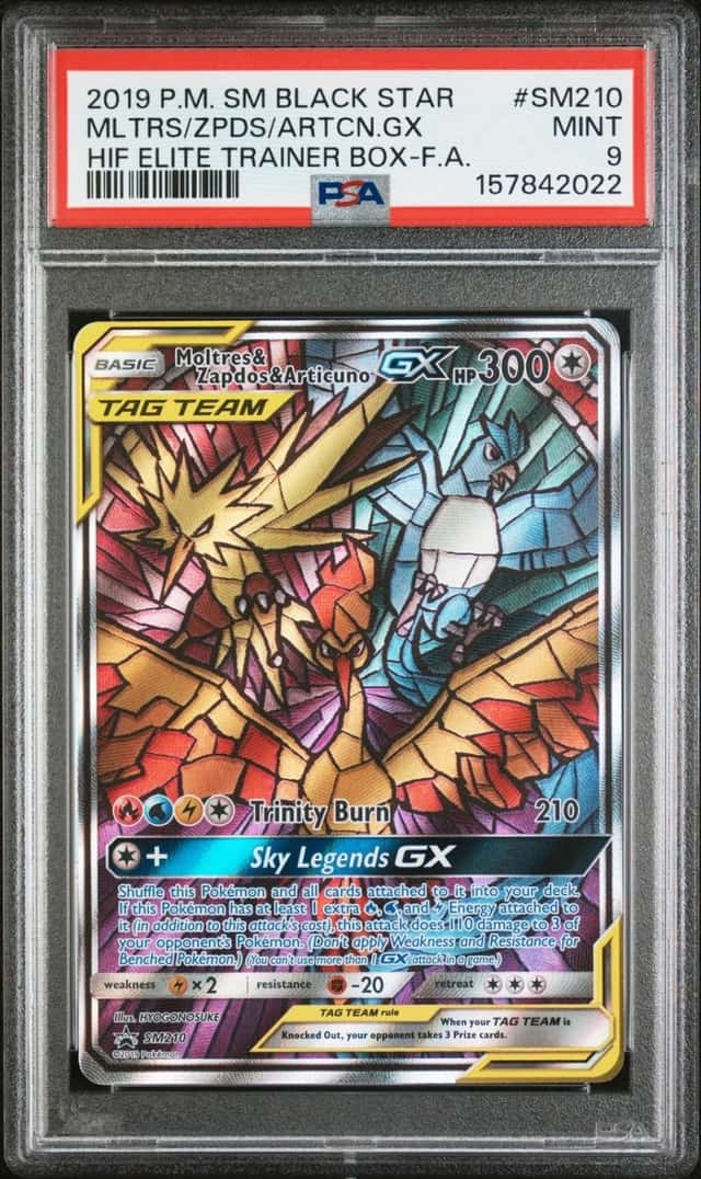 2019 POKEMON SM BLACK STAR PROMO FULL ART/MOLTRES & ZAPDOS & ARTICUNO GX PSA 9