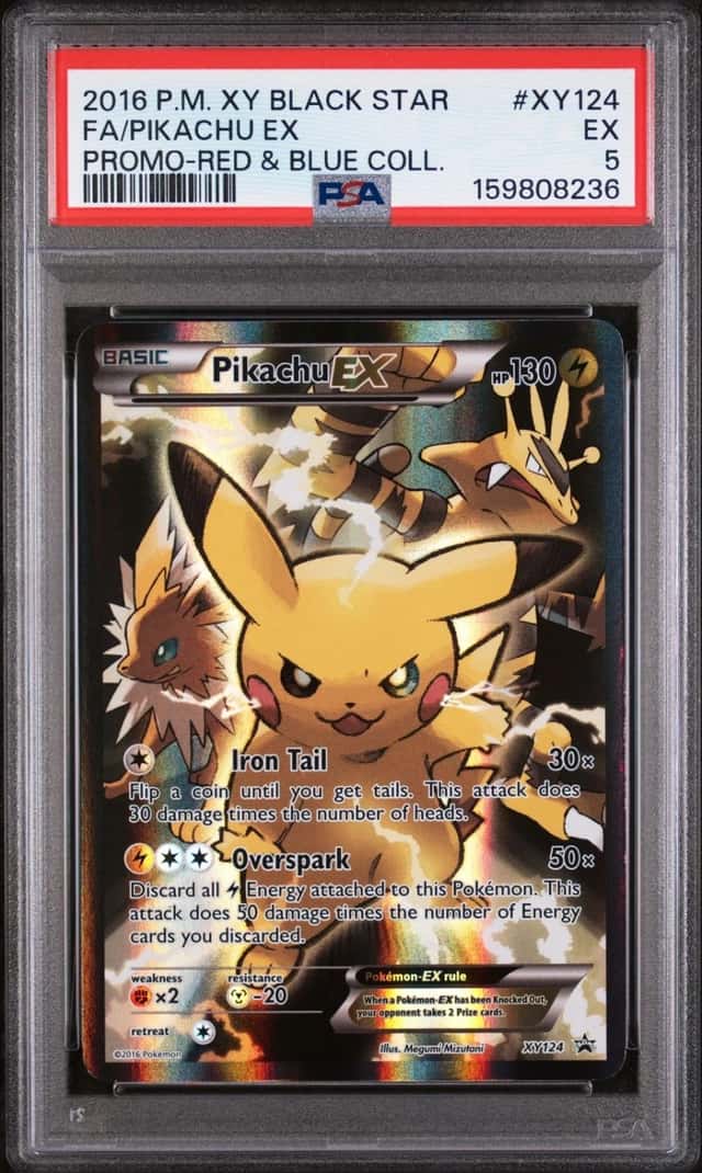 2016 POKEMON XY BLACK STAR PROMO RED & BLUE COLLECTION FULL ART/PIKACHU EX PSA 5