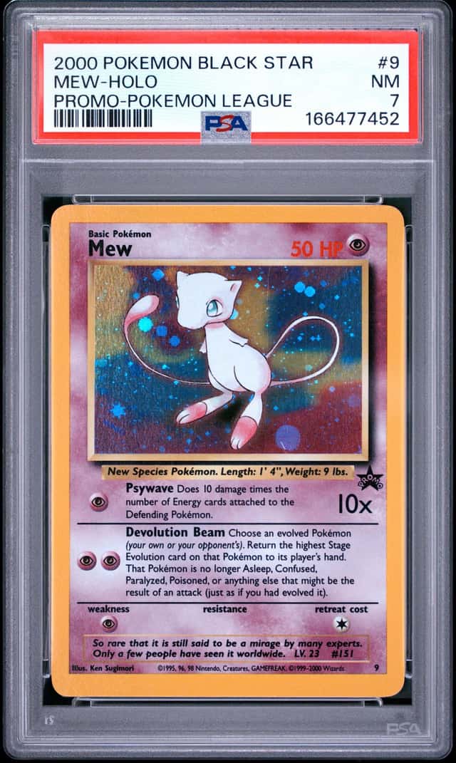 2000 POKEMON PROMO BLACK STAR POKEMON LEAGUE #9 MEW-HOLO PSA 7