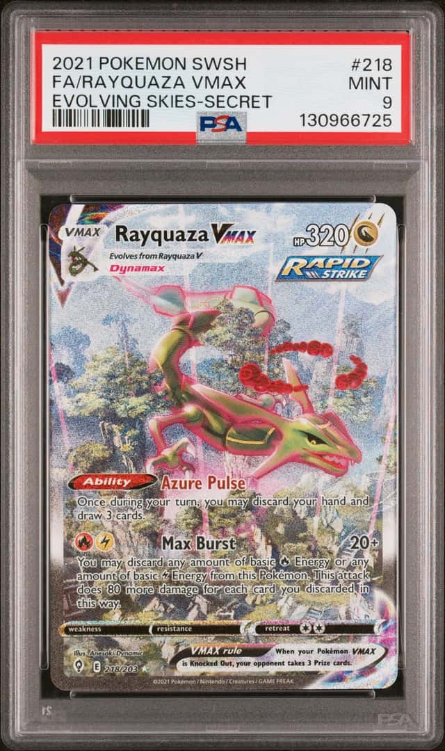 RAYQUAZA VMAX 2021 POKEMON EVOLVING SKIES 218/203 FULL ART PSA 9 Q3963-7