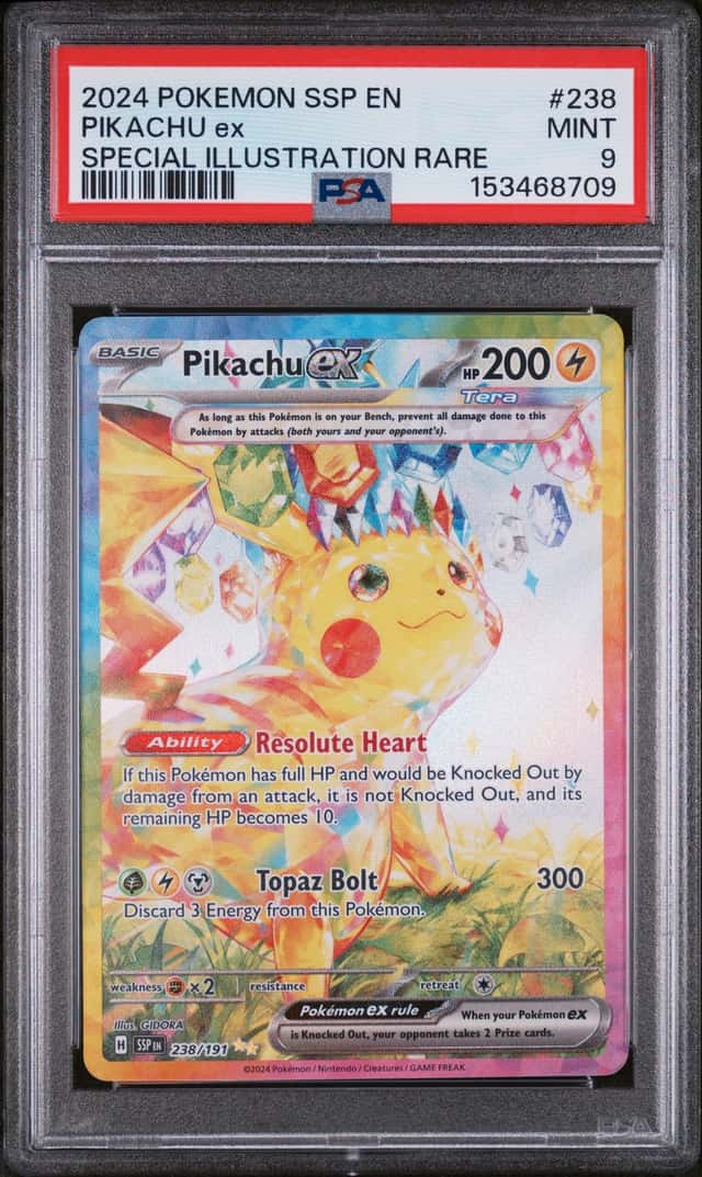 PIKACHU EX 2024 POKEMON SURGING SPARKS 238/191 SIR PSA 9 Q3963-7