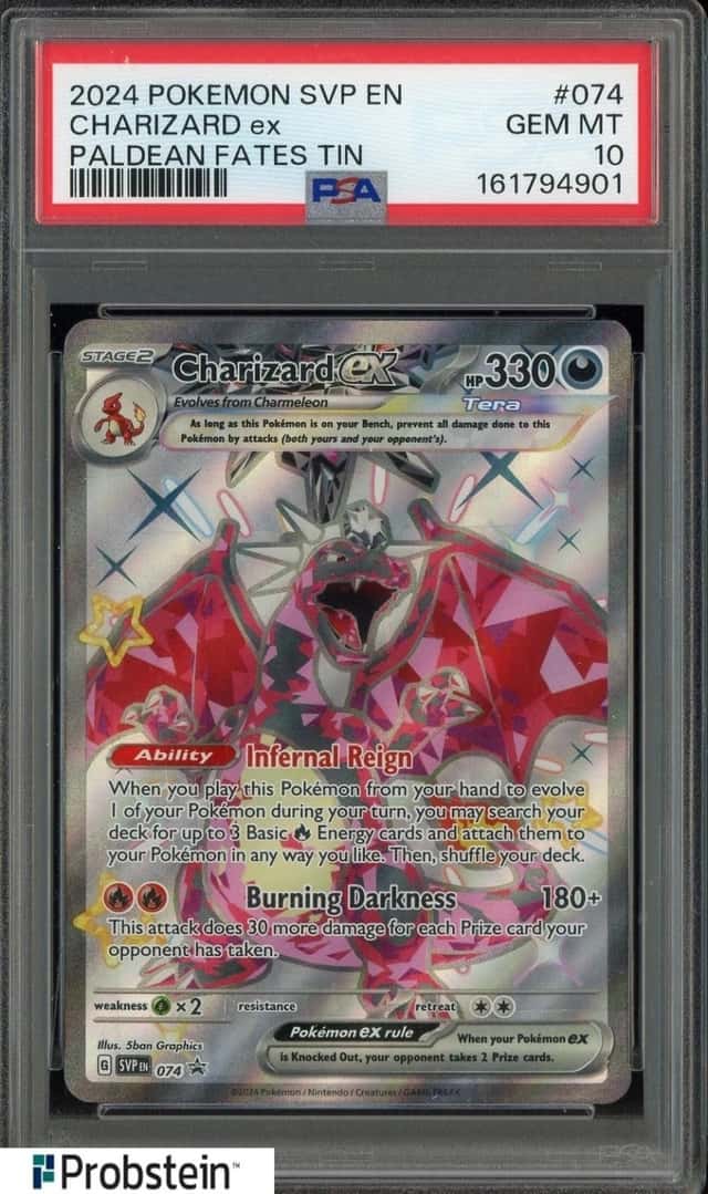 2024 Pokemon SVP EN BSP Paldean Fates Tin #074 Charizard ex PSA 10 GEM MINT