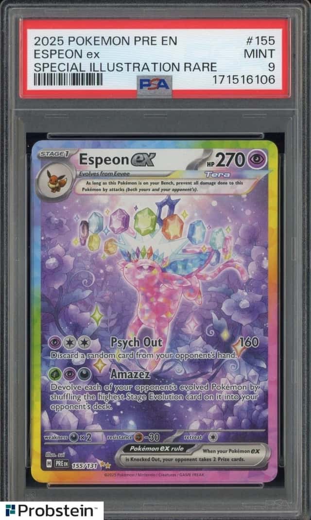 2025 Pokemon PRE EN Special Illustration Rare #155 Espeon ex PSA 9 MINT