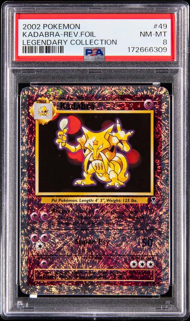 2002 Pokemon Legendary Collection Reverse Holo #49 Kadabra - PSA NM-MT 8