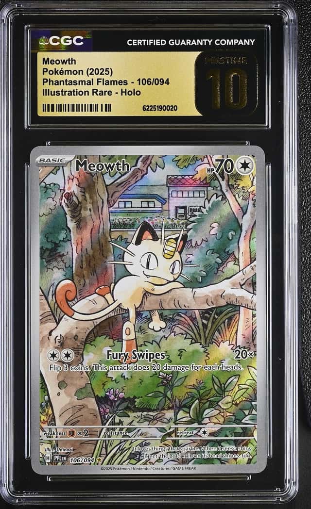 2025 Pokemon Mega Evolution Phantasmal Flames IR Meowth #106 CGC 10 PRISTINE