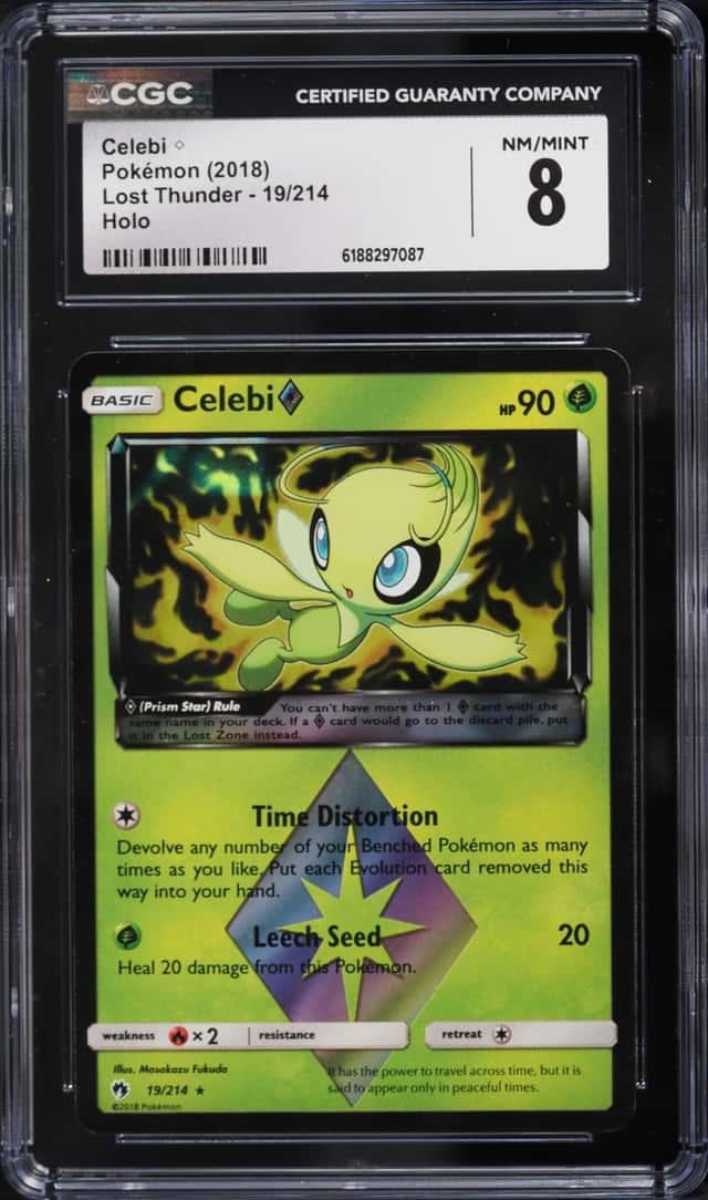 2018 Pokemon Sun & Moon Lost Thunder Holo Celebi #19 CGC 8 NM-MT