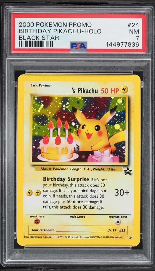 2001 Pokemon Black Star Promo Holo Birthday Pikachu #24 PSA 7 NRMT