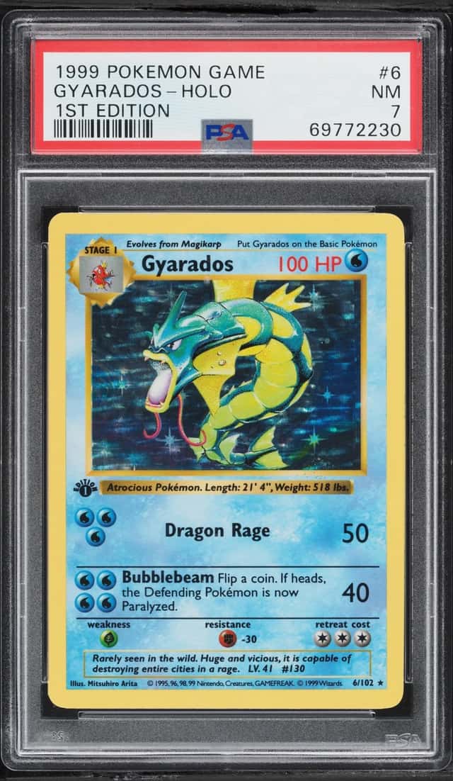 1999 Pokemon Base Set 1st Edition Holo Gyarados #6 PSA 7 NRMT