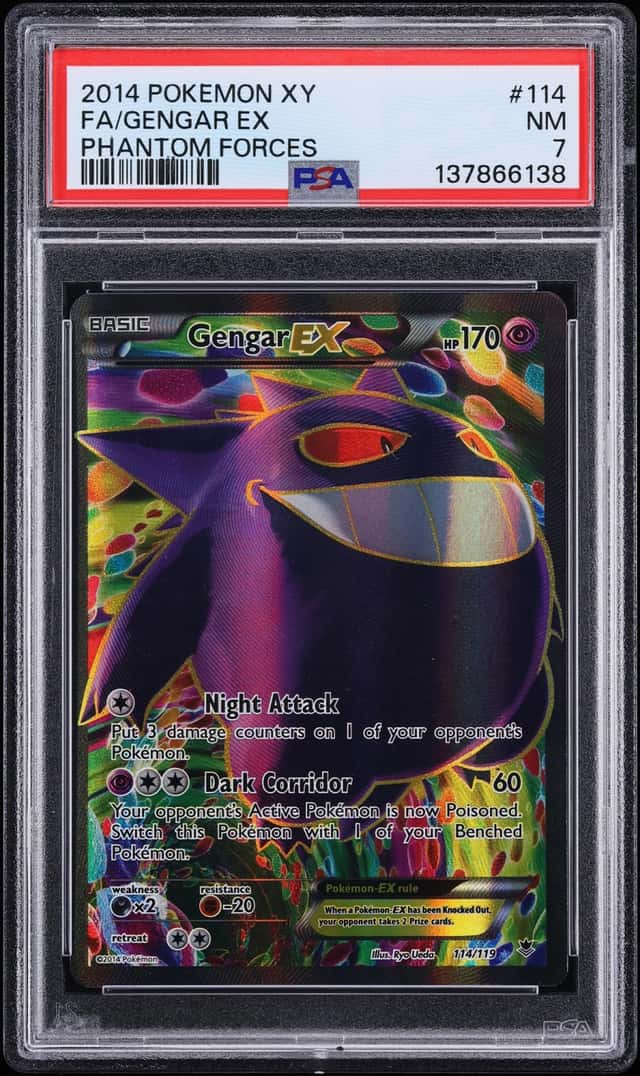 2014 Pokemon XY Phantom Forces Full Art Gengar EX #114 PSA 7 NRMT