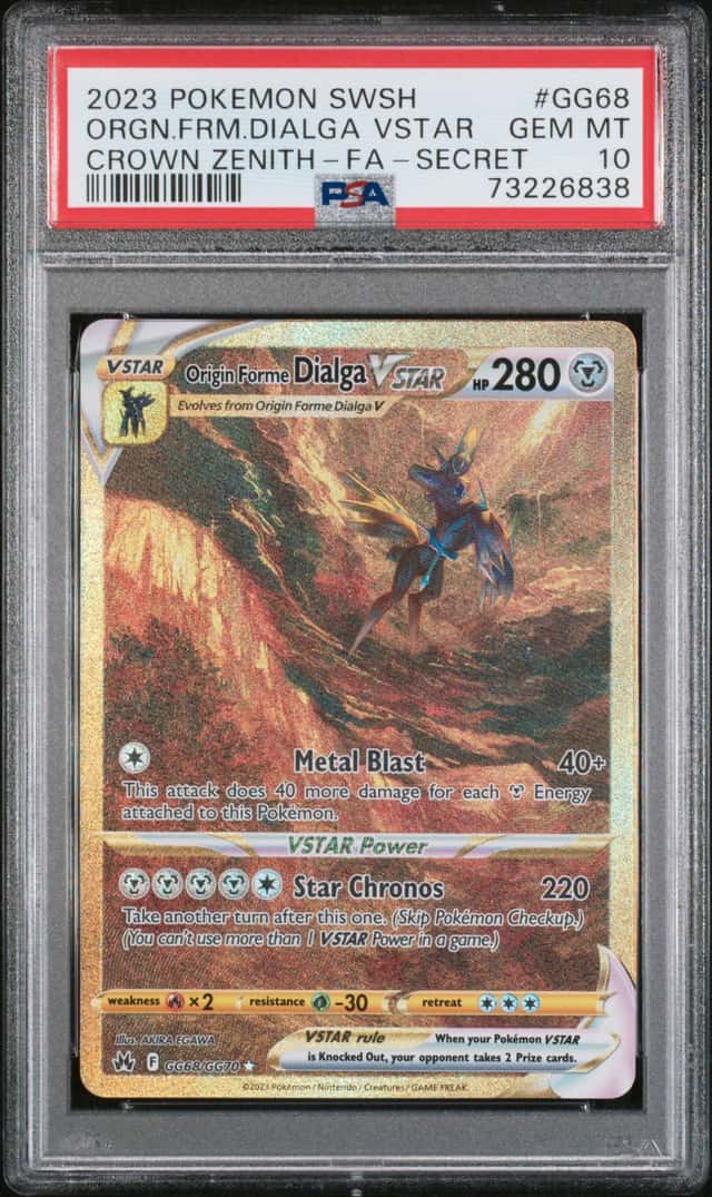 2023 Pokemon Sword & Shield Crown Zenith Gold Rare Origin Forme Dialga VSTAR #GG68 PSA 10 GEM