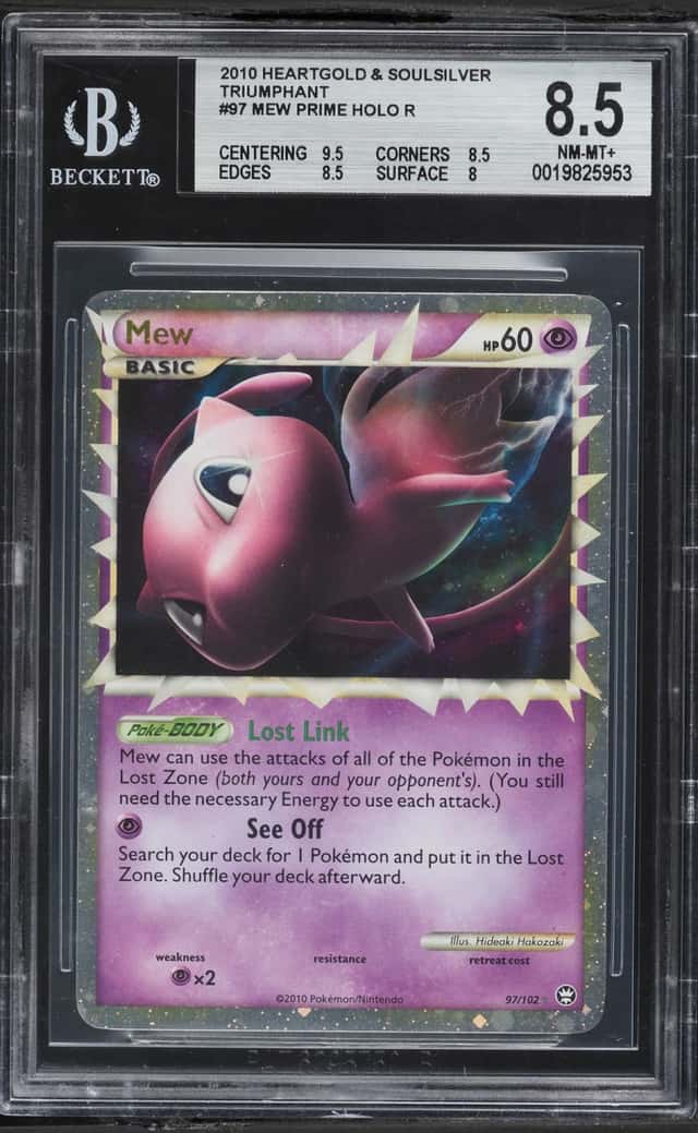 2010 Pokemon HeartGold & SoulSilver Triumphant Prime Holo Mew #97 BGS 8.5 NM-MT+