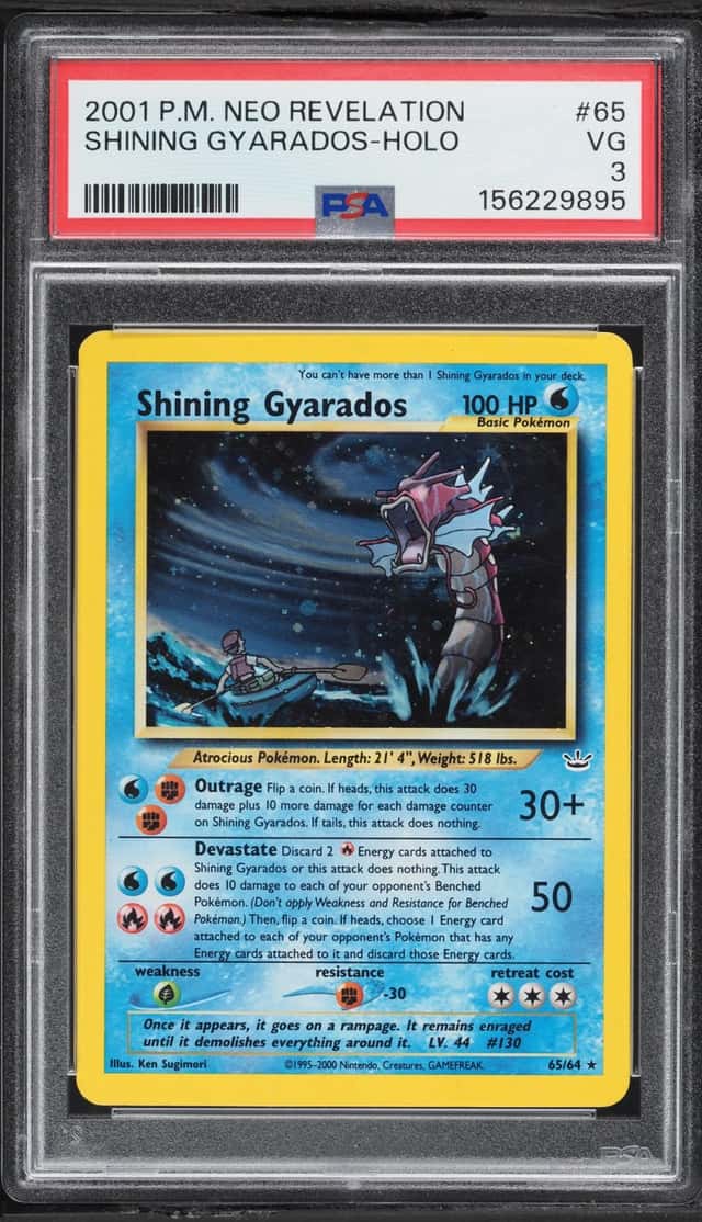 2001 Pokemon Neo Revelation Holo Shining Gyarados #65 PSA 3 VG