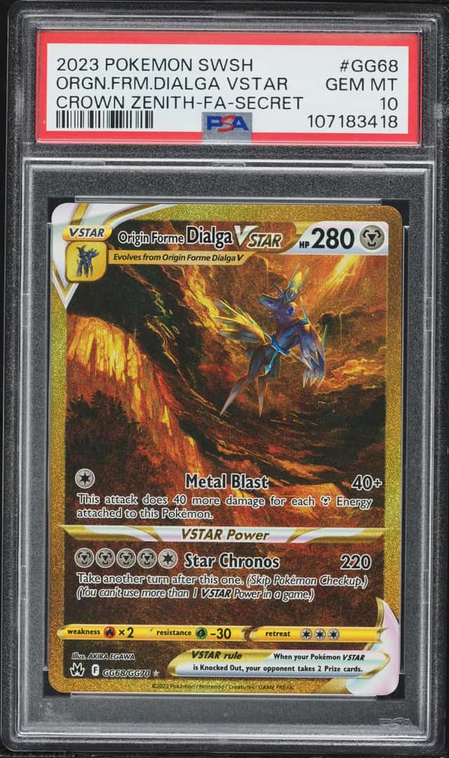2023 Pokemon Sword & Shield Crown Zenith Gold Rare Origin Forme Dialga VSTAR #GG68 PSA 10 GEM