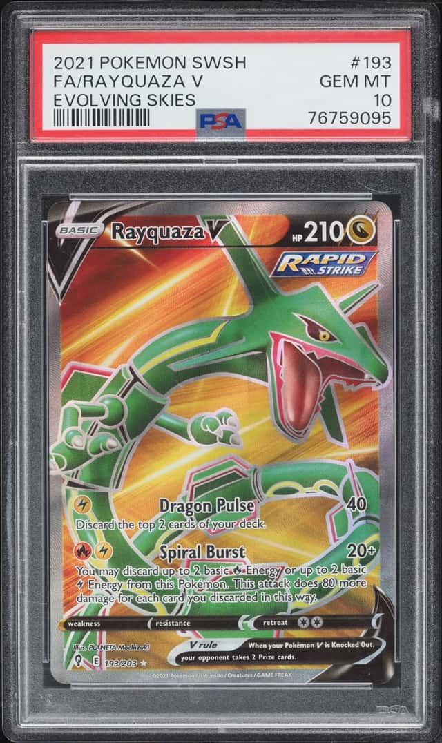 2021 Pokemon Sword & Shield Evolving Skies Full Art Rayquaza V #193 PSA 10 GEM MINT