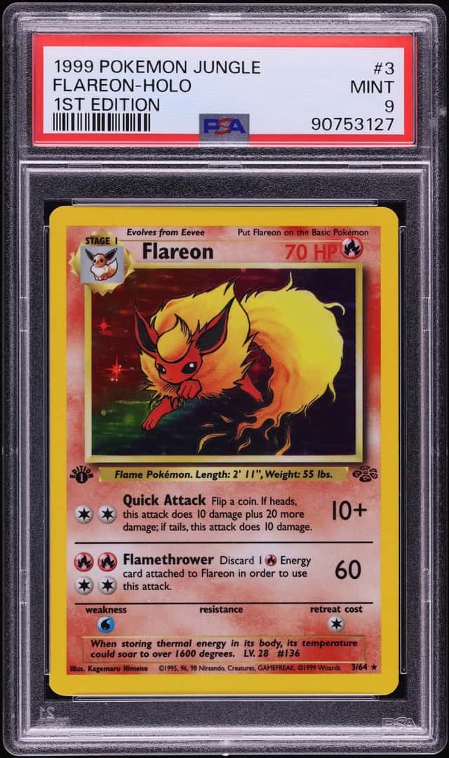 1999 Pokemon Jungle 1st Edition Holo Flareon #3 PSA 9 MINT