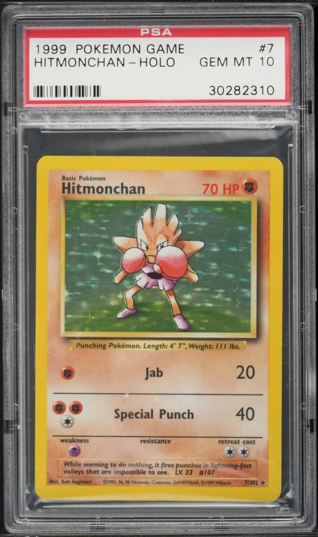 1999 Pokemon Base Set Holo Hitmonchan #7 PSA 10 GEM MINT