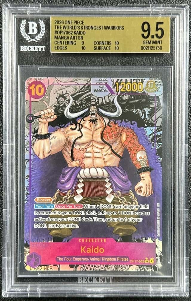 KAIDO BGS 9.5 2026 ONE PIECE WORLD'S STRONGEST WARRIORS #OP17-062 MANGA ART SR
