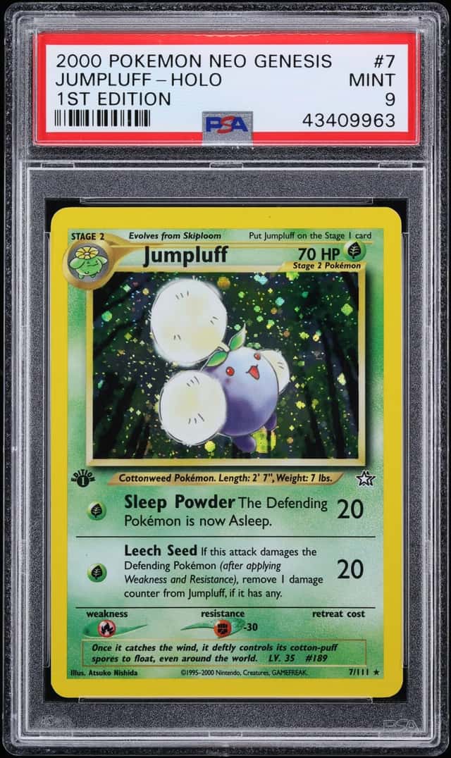 2000 Pokemon Neo Genesis 1st Edition Holo Jumpluff #7 PSA 9 MINT