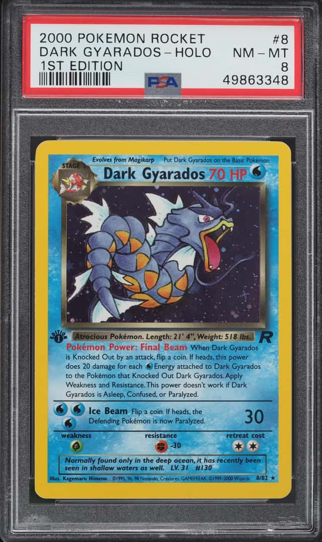 2000 Pokemon Team Rocket 1st Edition Holo Dark Gyarados #8 PSA 8 NM-MT