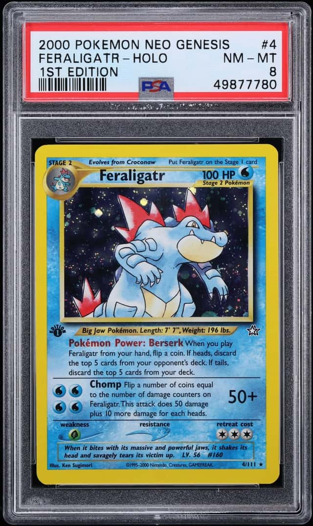 2000 Pokemon Neo Genesis 1st Edition Holo Feraligatr #4 PSA 8 NM-MT