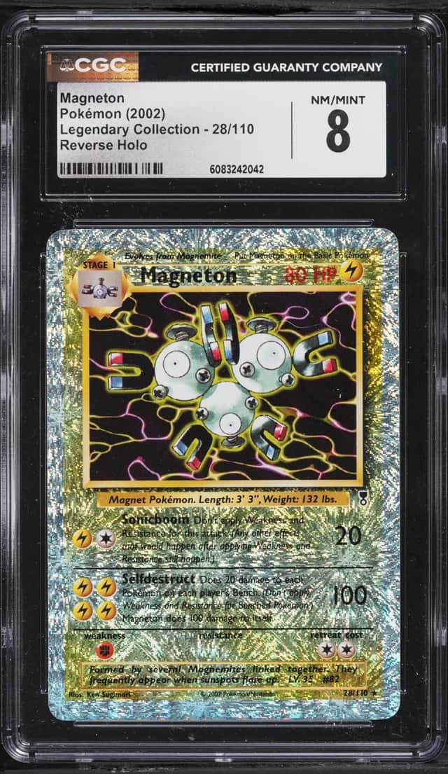 2002 Pokemon Legendary Collection Reverse Holo Magneton #28 CGC 8 NM-MT