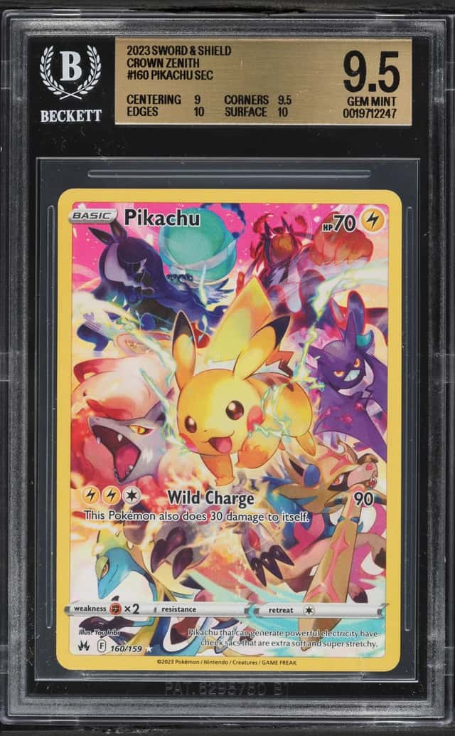 2023 Pokemon Sword & Shield Crown Zenith Full Art Pikachu #160 BGS 9.5 GEM MINT