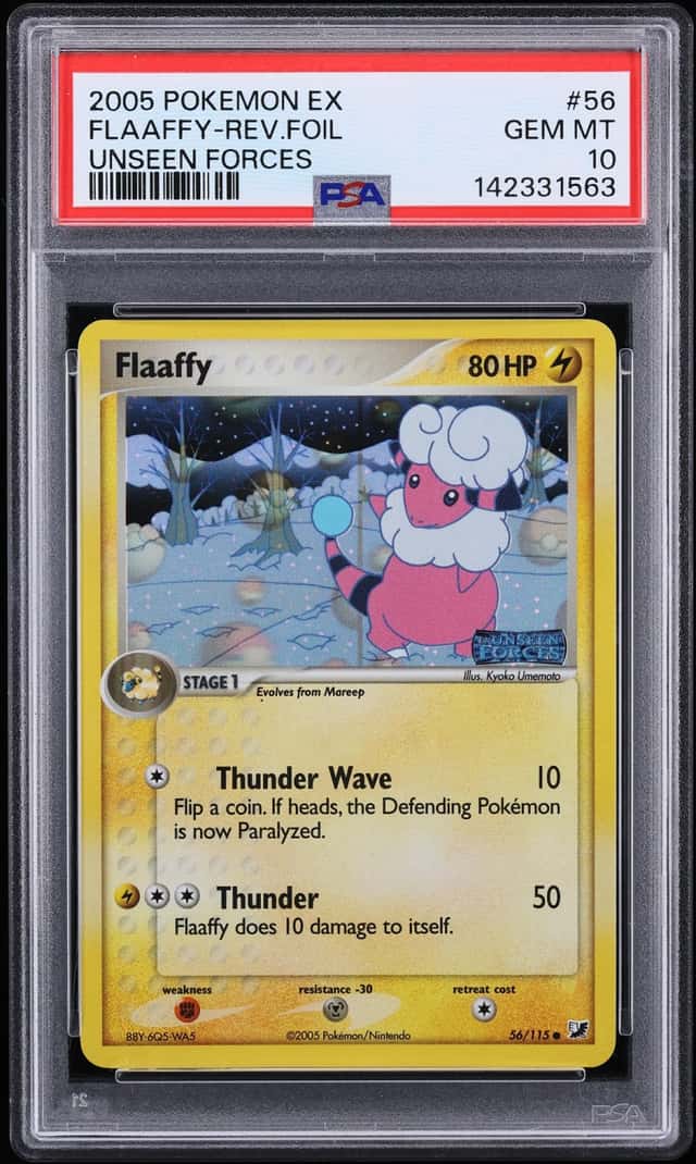 2005 Pokemon EX Unseen Forces Reverse Holo Flaaffy #56 PSA 10 GEM MINT