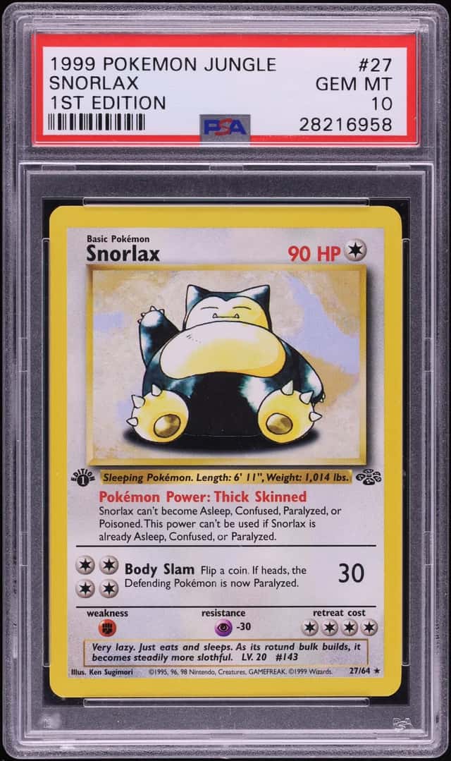 1999 Pokemon Jungle 1st Edition Snorlax #27 PSA 10 GEM MINT