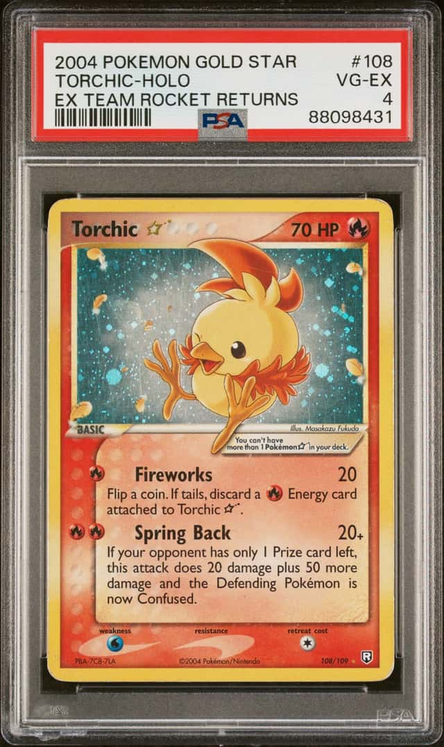 2004 Pokemon Gold Star Ex Team Rocket Returns #108 Torchic Holo PSA 4 VG-EX