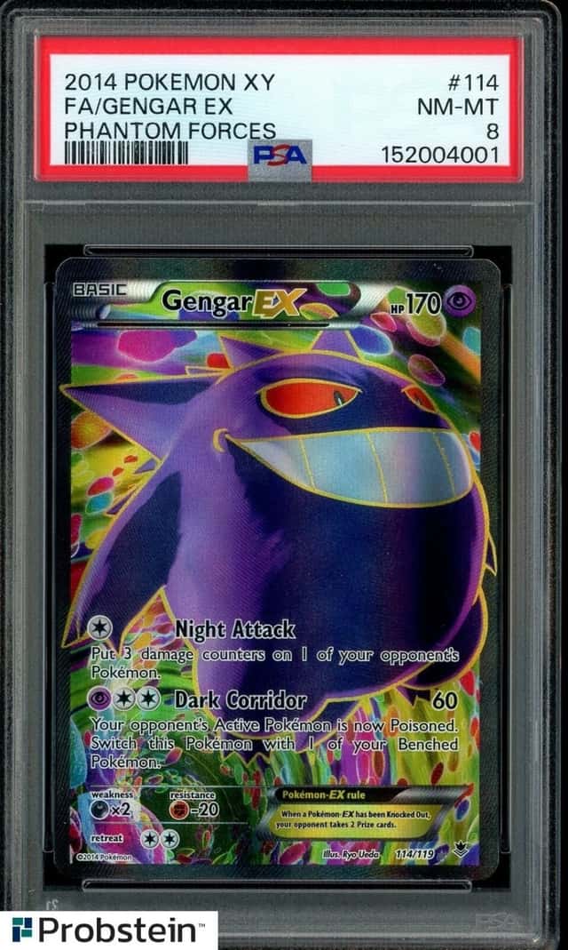 2014 Pokemon XY Phantom Forces #114 FA Gengar Ex PSA 8 NM-MT