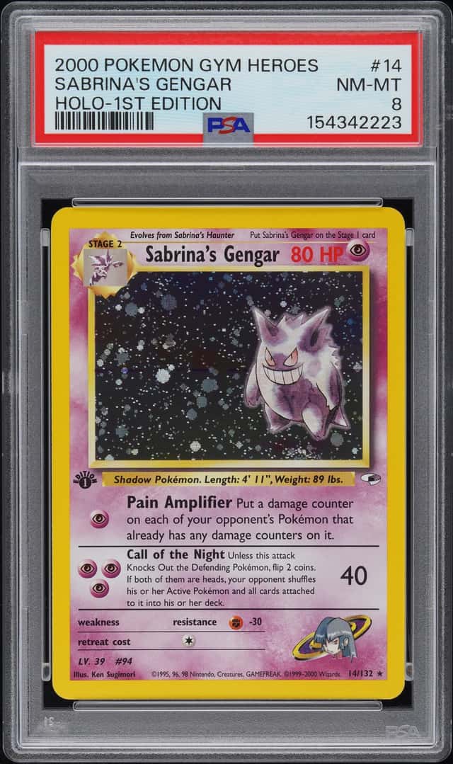 2000 Pokemon Gym Heroes 1st Edition #14 Sabrina's Gengar Holo PSA 8 NM-MT