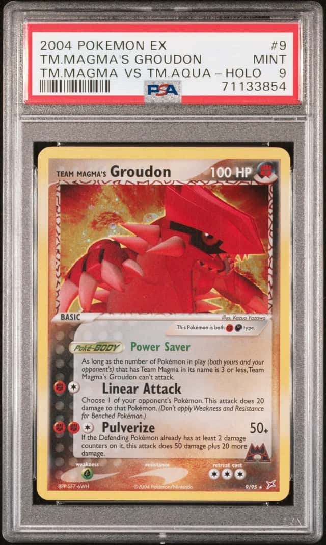 2004 POKEMON EX TEAM MAGMA VS TEAM AQUA #9 MAGMA'S GROUDON HOLO PSA 9