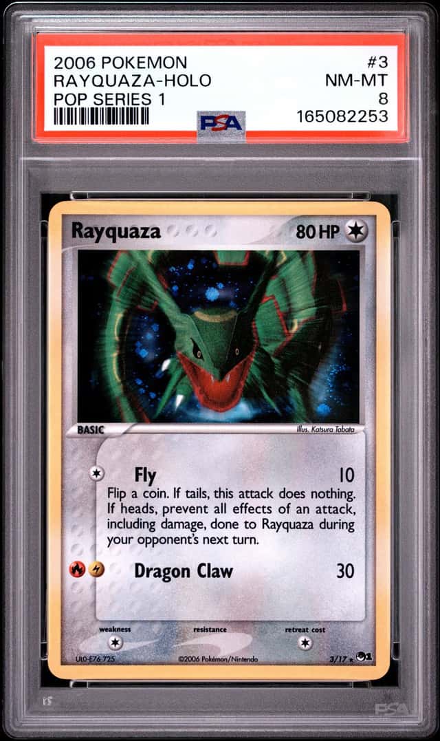 2006 POKEMON POP SERIES 1 #3 RAYQUAZA-HOLO PSA 8 NEW CERT